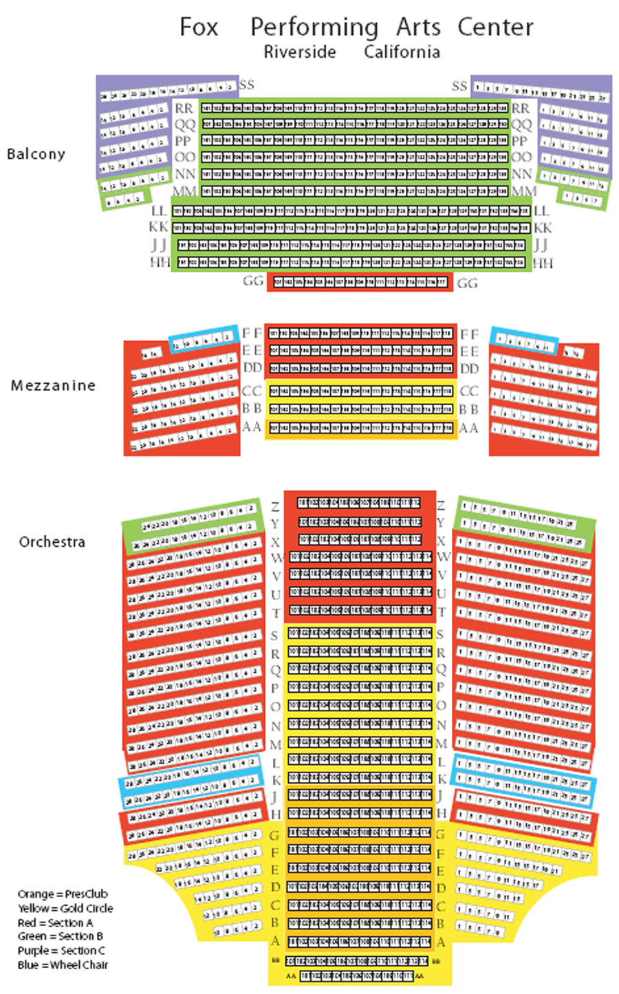 Fox Performing Arts Center Seating Chart